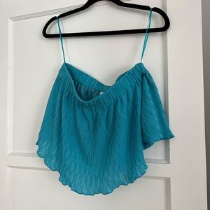 Blue flowy tube top